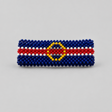 Handmade Cape Verde flag beaded bracelet in blue, white and red with yellow stars