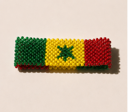 Handmade Senegal flag beaded bracelet in green, yellow and red with green star